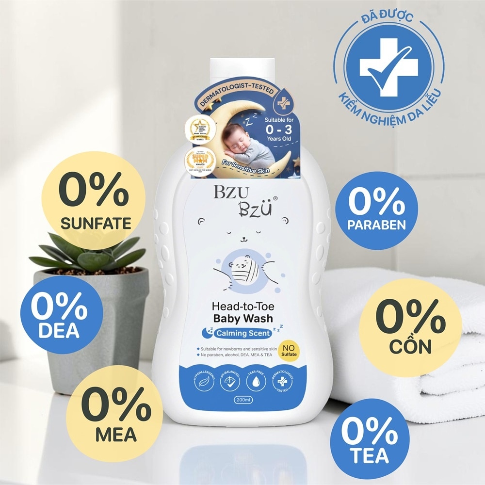 Sữa Tắm Gội Trẻ Em Bzu Bzu Head-To-Toe Baby Wash Calming Scent 200ml image