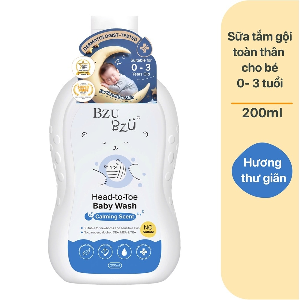 Sữa Tắm Gội Trẻ Em Bzu Bzu Head-To-Toe Baby Wash Calming Scent 200ml image