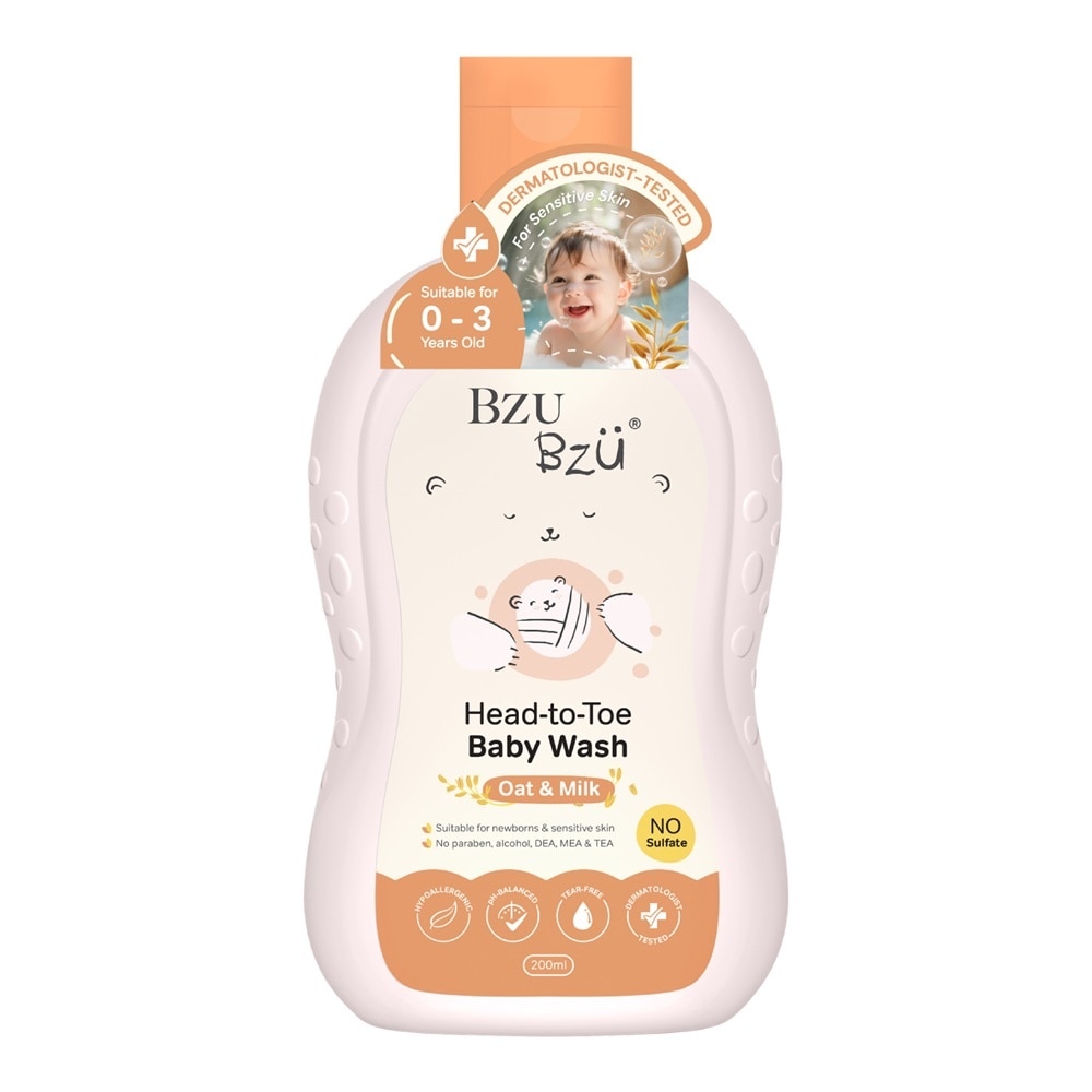Sữa Tắm Gội Trẻ Em Bzu Bzu Head-To-Toe Baby Wash Oat & Milk Yến Mạch Sữa 200ml image
