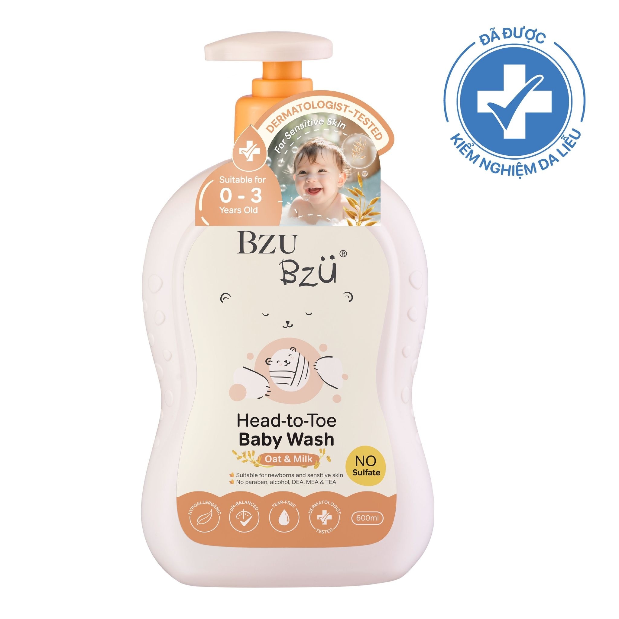 Sữa Tắm Gội Trẻ Em Bzu Bzu Head-To-Toe Baby Wash Oat & Milk Yến Mạch Sữa 600ml image