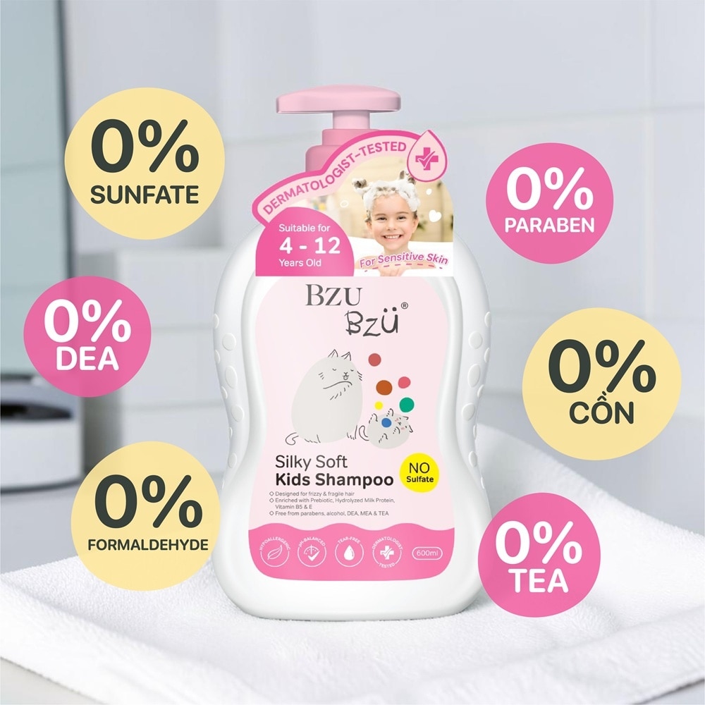 Dầu Gội Trẻ Em Bzu Bzu Silky Soft Kids Shampoo Mềm Mượt 350ml image