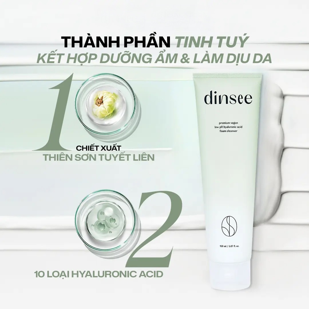 Sữa Rửa Mặt Dinsee Premium Vegan Low pH Hyaluronic Acid Foam Cleanser 150ml image