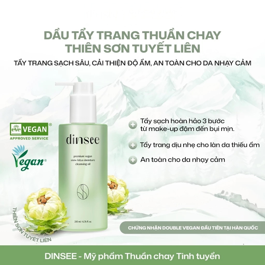 Dầu Tẩy Trang Dinsee Premium Vegan Snow Lotus Moisture Cleansing Oil 200ml image
