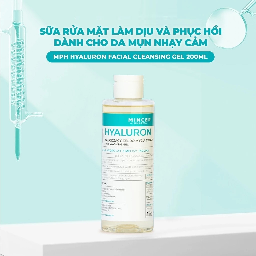 Gel Rửa Mặt Cho Da Mụn Mincer Pharma Hyaluron Facial Cleansing Gel 405 200ml image