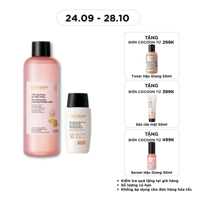 COCOON Combo Cocoon Hau Giang Lotus(Sun Fluid 50ml + Micellar Water 500ml) image