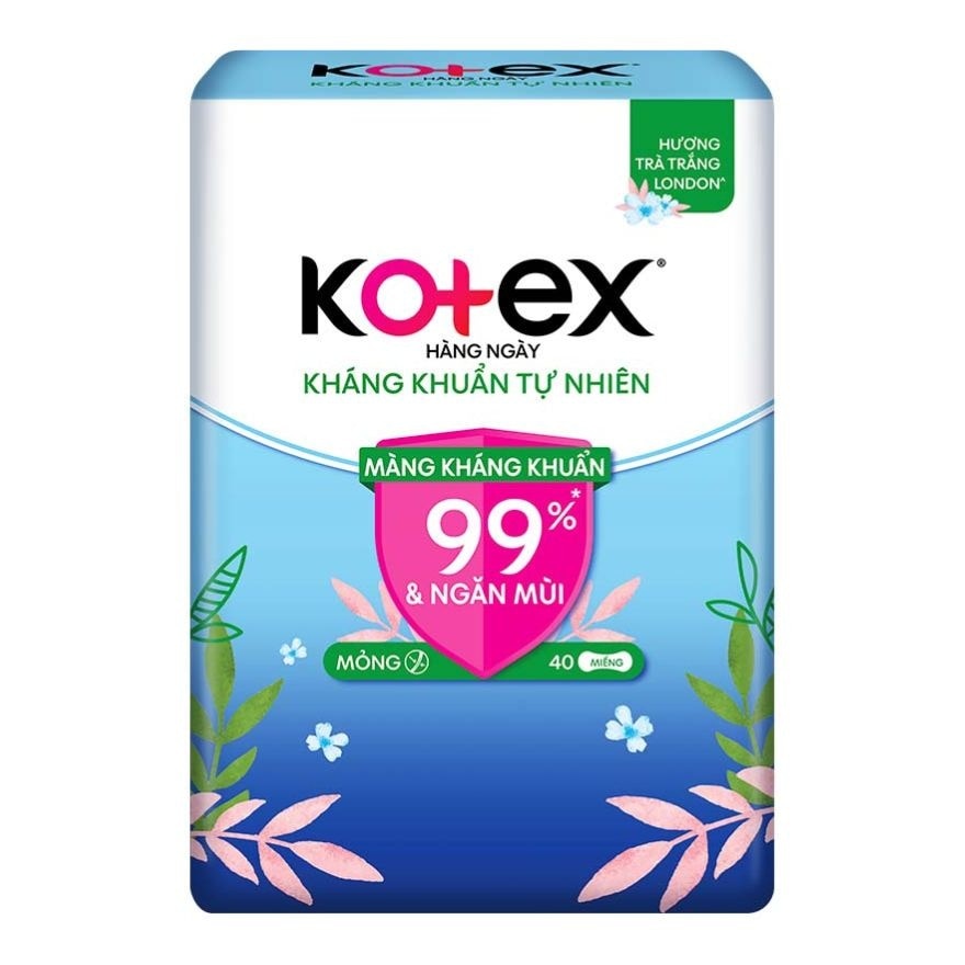 Băng Vệ Sinh Hàng Ngày Kotex Kháng Khuẩn Tự Nhiên 40 Miếng