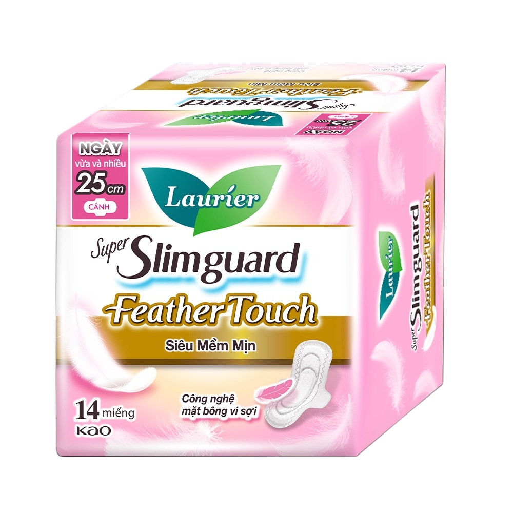 Băng Vệ Sinh Laurier Super Slimguard Feather Touch Siêu Mềm Mịn 25cm 14miếng image