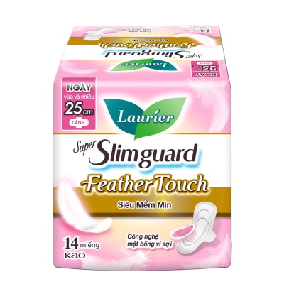 LAURIER - Băng Vệ Sinh Laurier Super Slimguard Feather Touch Siêu Mềm Mịn 25cm 14miếng image