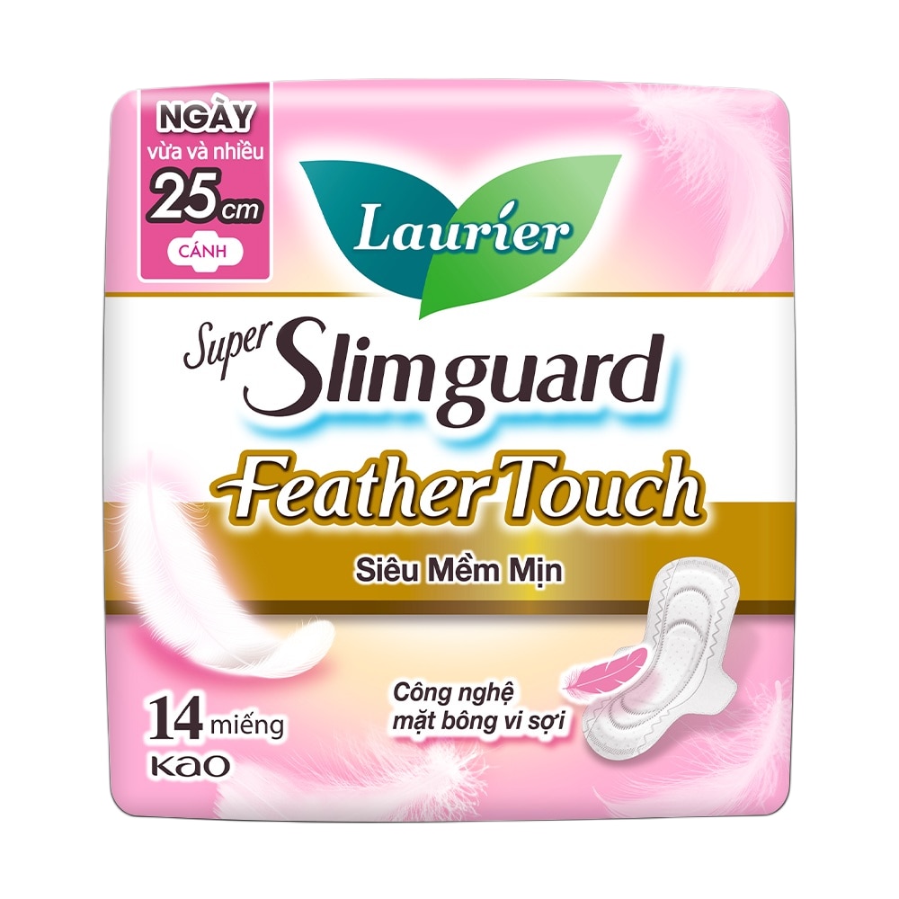 Băng Vệ Sinh Laurier Super Slimguard Feather Touch Siêu Mềm Mịn 25cm 14miếng image