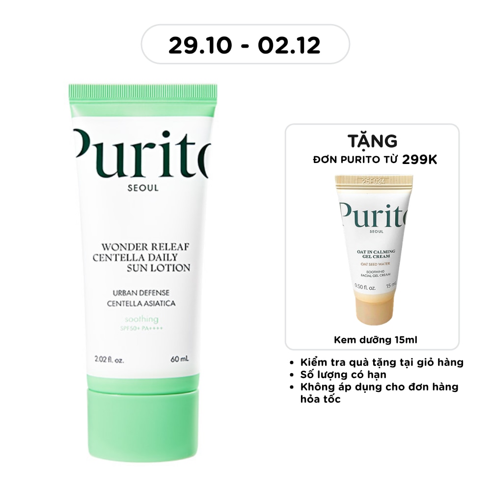 Purito Wonder Releaf Centella Daily Sun Lotion SPF50+ PA++++ 60ml