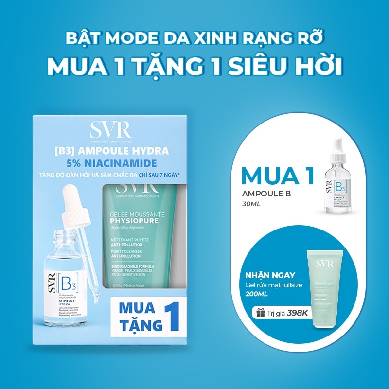 Combo SVR (SVR [B3] Ampoule Hydra 30ml+ Physiopure Gelee Moussante 200ml) image