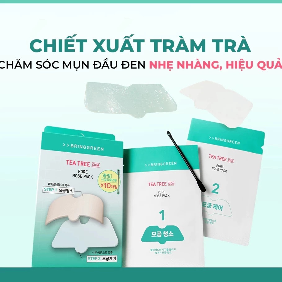 Bộ Sản Phẩm Mặt Nạ Mũi Bring Green Tea Tree Cica Pore Nose Pack 60g image
