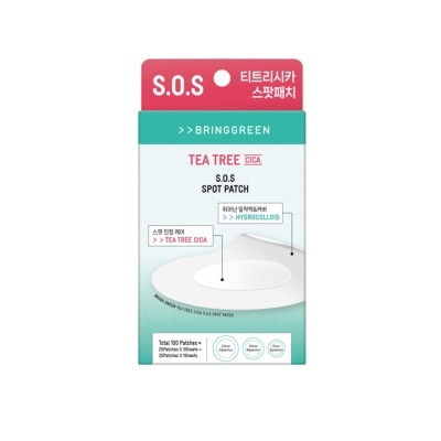 BRING GREEN - Miếng Dán Mụn Bring Green Tea Tree Cica S.O.S Spot Patch 100 Miếng image