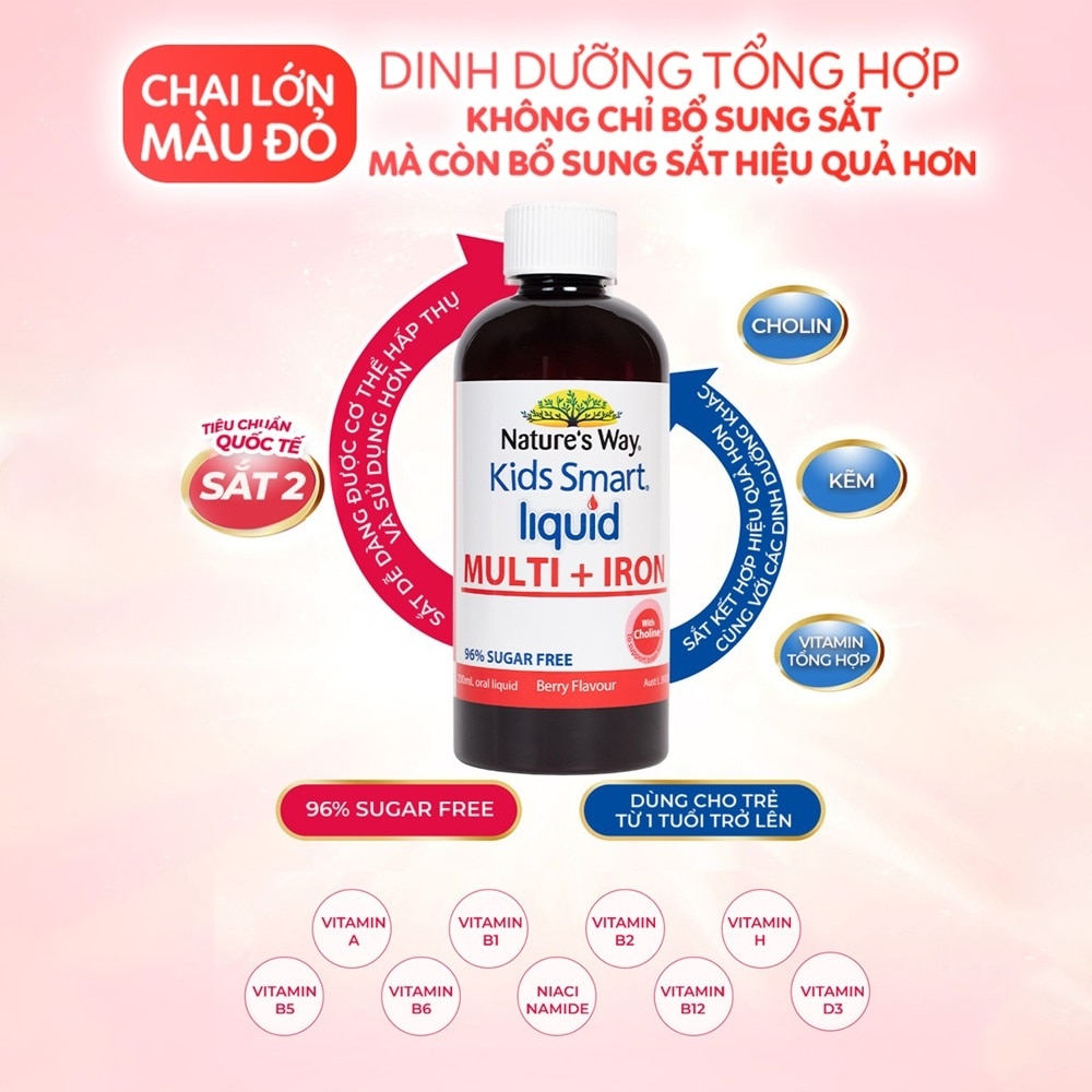Thực Phẩm Bảo Vệ Sức Khỏe Siro Uống Cho Bé Nature's Way Kids Smart Liquid Multi + Iron 200ml image