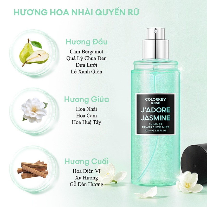 Colorkey Rosé J'Adore Jasmine Shimmer Fragrance Mist 100ml image