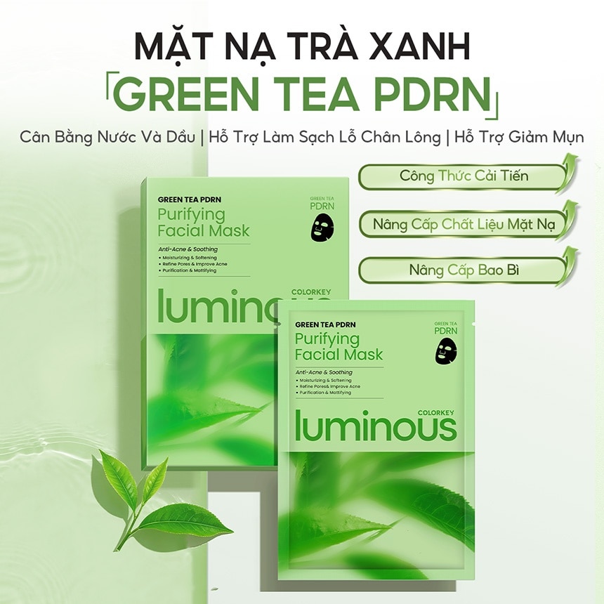 Colorkey Luminous Green Tea PDRN Purifying Facial Mask 25ml x 10pcs image