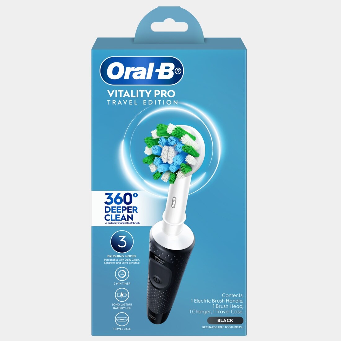 Bàn Chải Điện Oral- B Vitality Pro .#Màu Đen + Hộp Đựng Du Lịch image