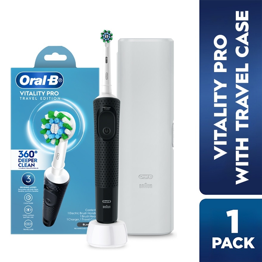 Bàn Chải Điện Oral- B Vitality Pro .#Màu Đen + Hộp Đựng Du Lịch image