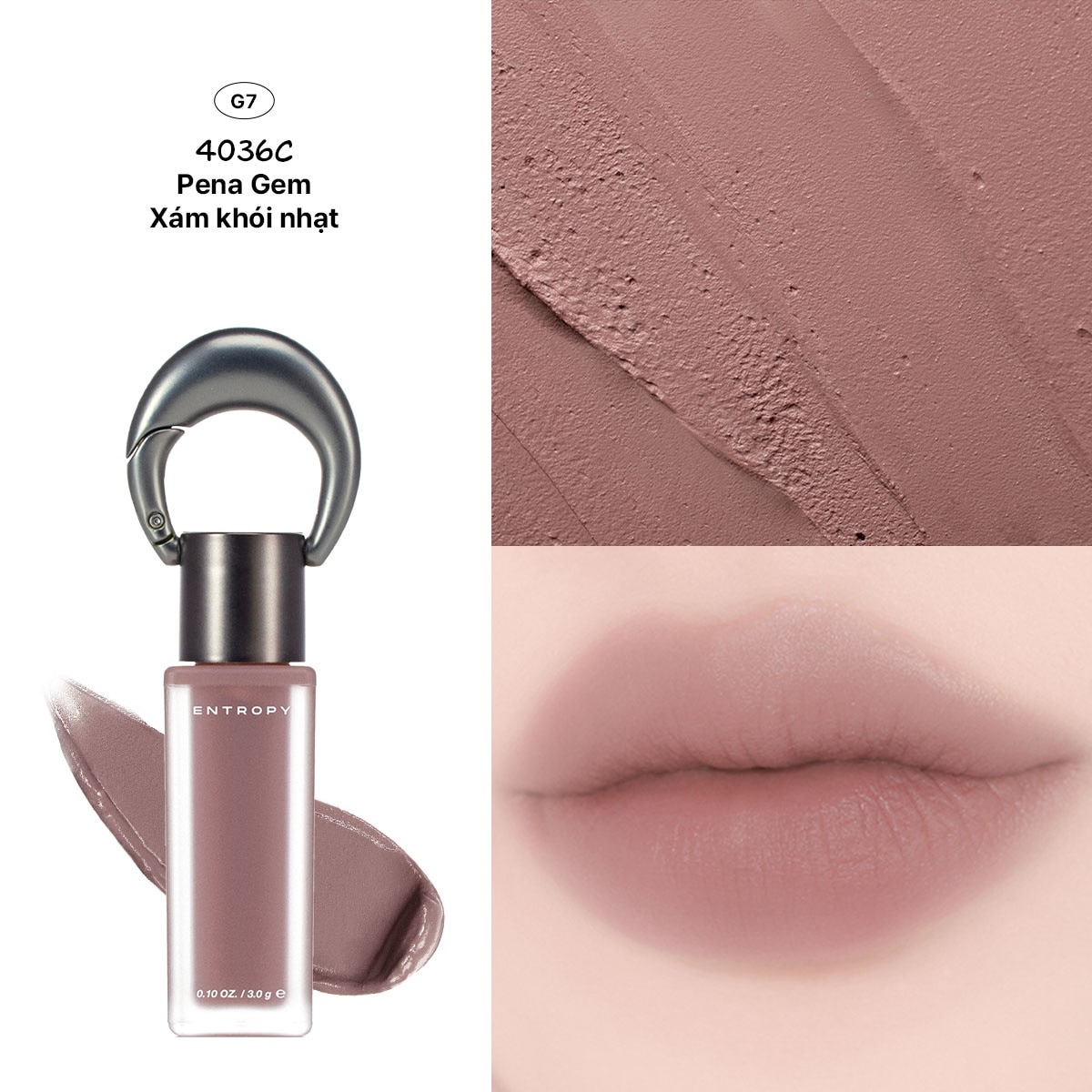 Son Kem Lì Entropy Charm Tint 3g .#4036C Pena Gem Hồng Xám image
