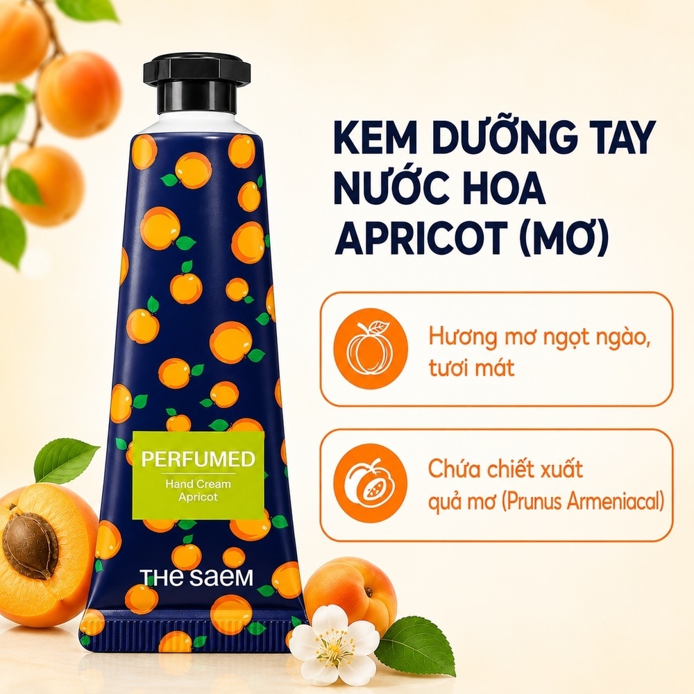 Kem Dưỡng Da Tay Nước Hoa the SAEM Perfumed Hand Cream Apricot Hương Quả Mơ 30ml image