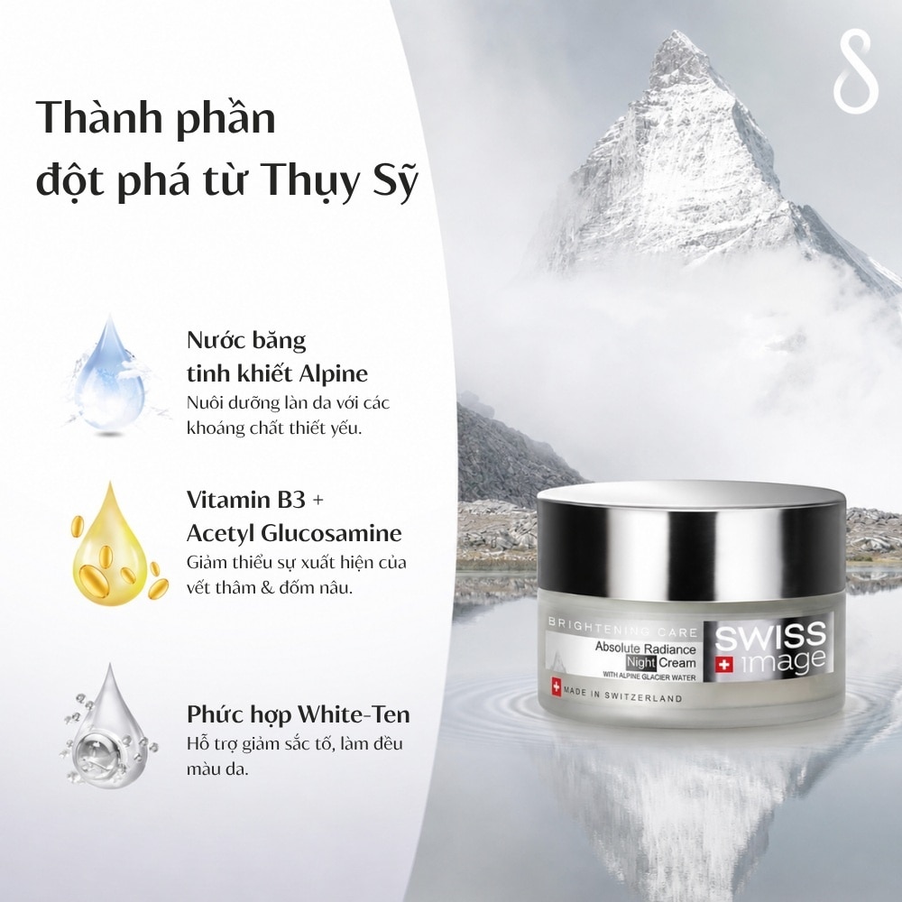Kem Dưỡng Swiss Image Absolute Radiance Brightening Care Night Cream Sáng Da Mờ Thâm Nám Ban Đêm 50ml image