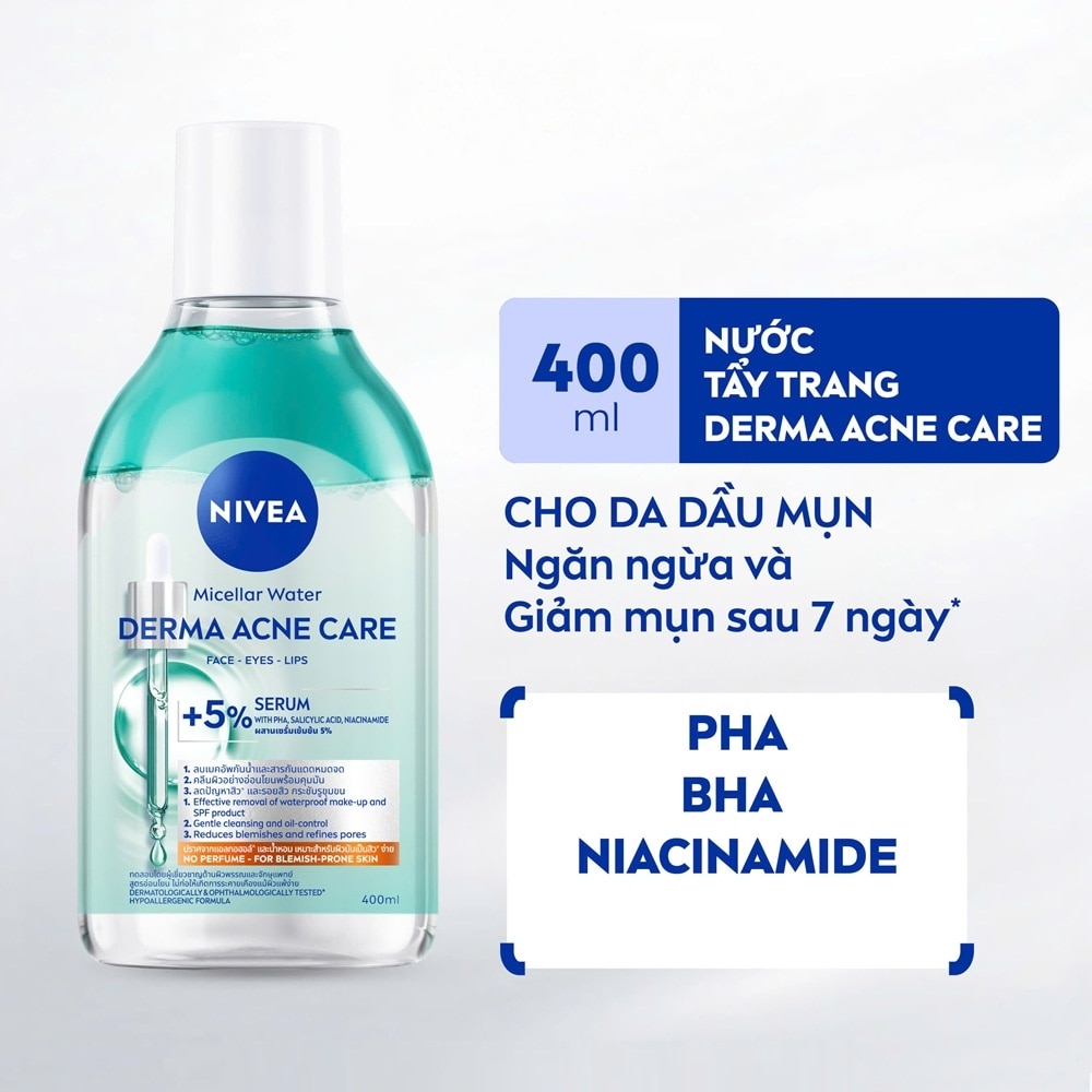 Nước Tẩy Trang Nivea Micellar Water Derma Acne Care 400ml image