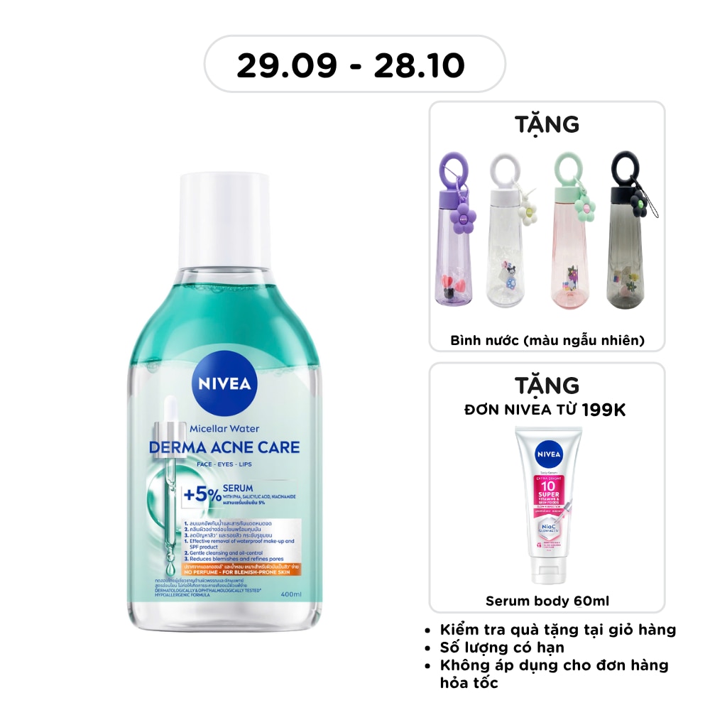 Nước Tẩy Trang Nivea Micellar Water Derma Acne Care 400ml
