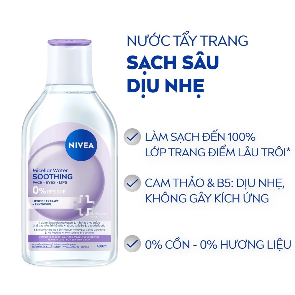 Nước Tẩy Trang Nivea Micellar Water Soothing 400ml image