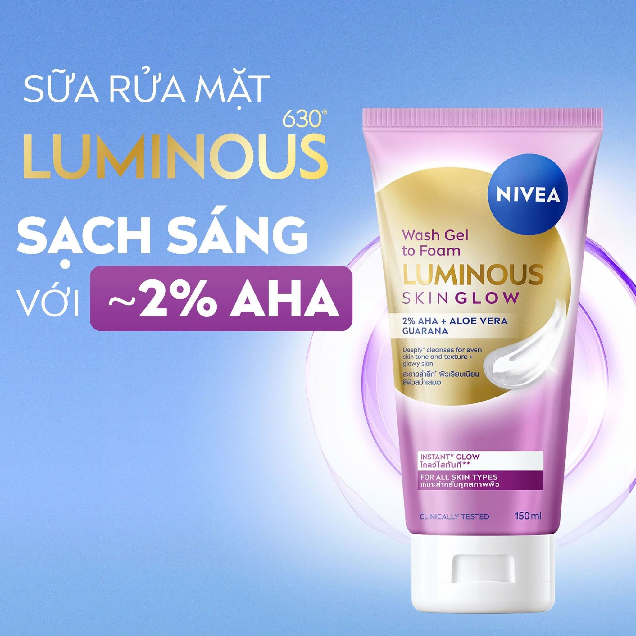 Nivea Luminous Skin Glow Wash Gel To Foam 150ml image