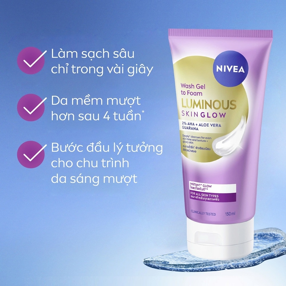 Nivea Luminous Skin Glow Wash Gel To Foam 150ml image