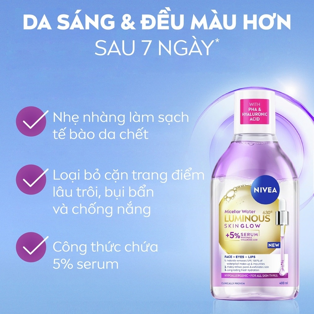 Nước Tẩy Trang Sáng Da Nivea Luminous Skin Glow Micellar Water 400ml image