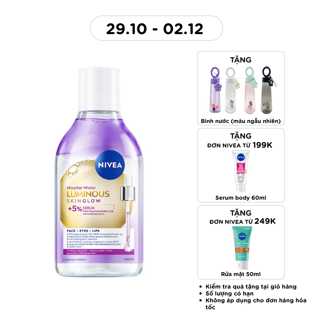 Nước Tẩy Trang Sáng Da Nivea Luminous Skin Glow Micellar Water 400ml
