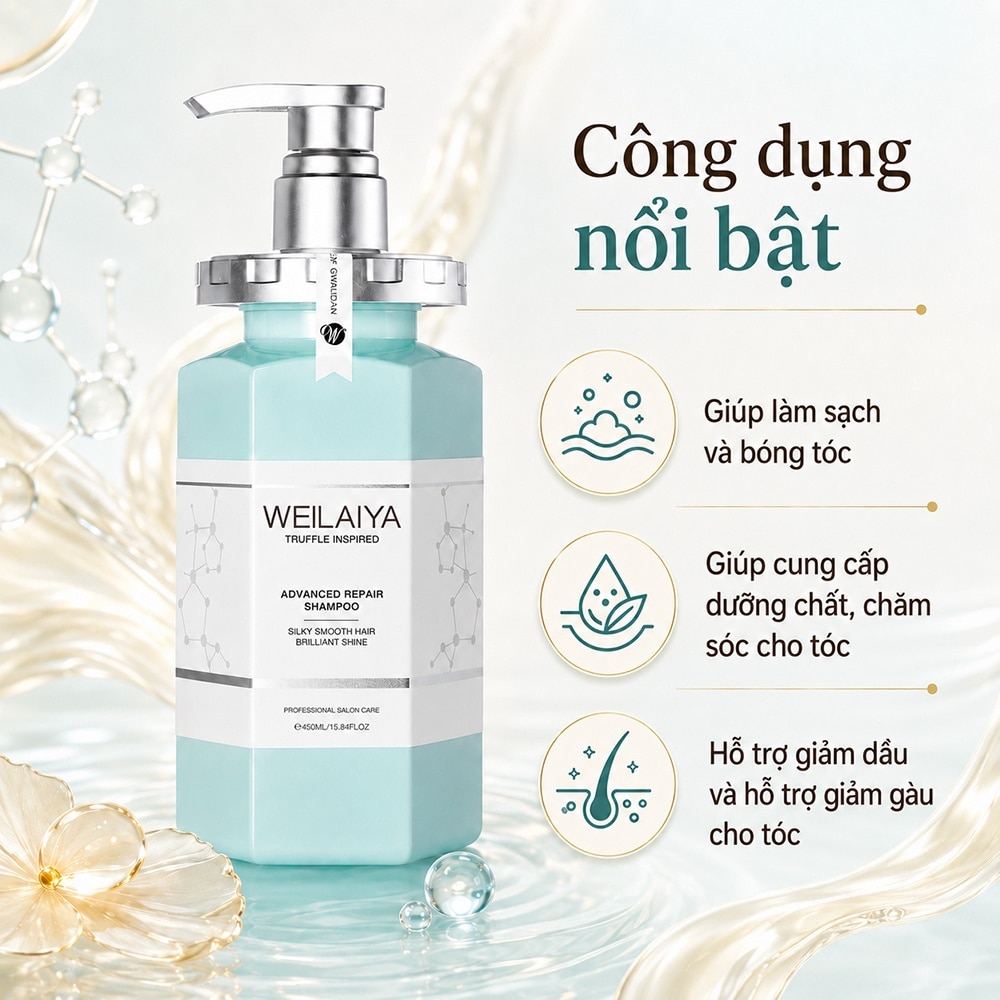 Dầu Gội Chăm Sóc Tóc Hư Tổn Chuyên Sâu Weilaiya Advanced Repair Shampoo Nấm Truffle 450ml image