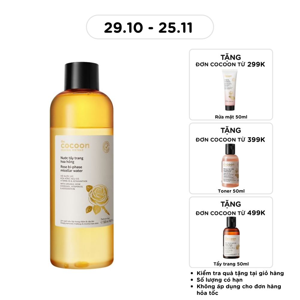 Nước Tẩy Trang Cocoon Rose Hoa Hồng Làm Sạch Da Và Cấp Ẩm 500ml