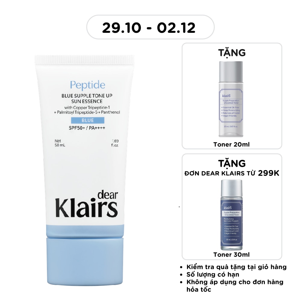 Kem Chống Nắng Dear Klairs Blue Supple Tone Up Sun Essence SPF50+ PA++++ 50ml