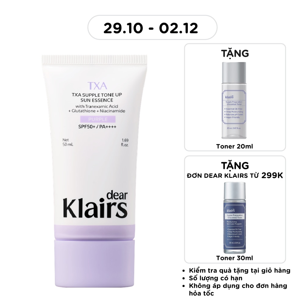 Kem Chống Nắng Dear Klairs TXA Supple Tone Up Sun Essence SPF50+ PA++++ 50ml