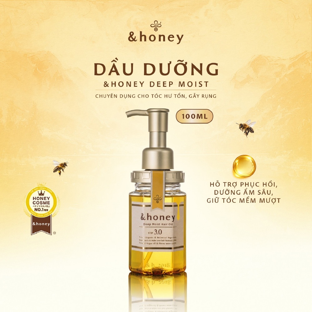 Dầu Dưỡng Tóc &Honey Deep Moist Hair Oil 3.0 Hương Hoa Hồng 100ml image
