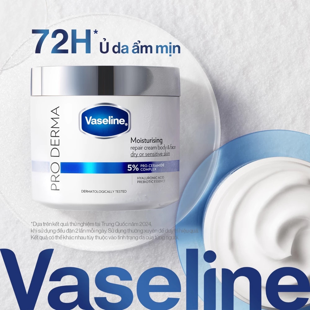 Kem Dưỡng Ẩm Cho Mặt Và Cơ Thể Vaseline Pro Derma Moisturising Repair Cream Body & Face 360g image
