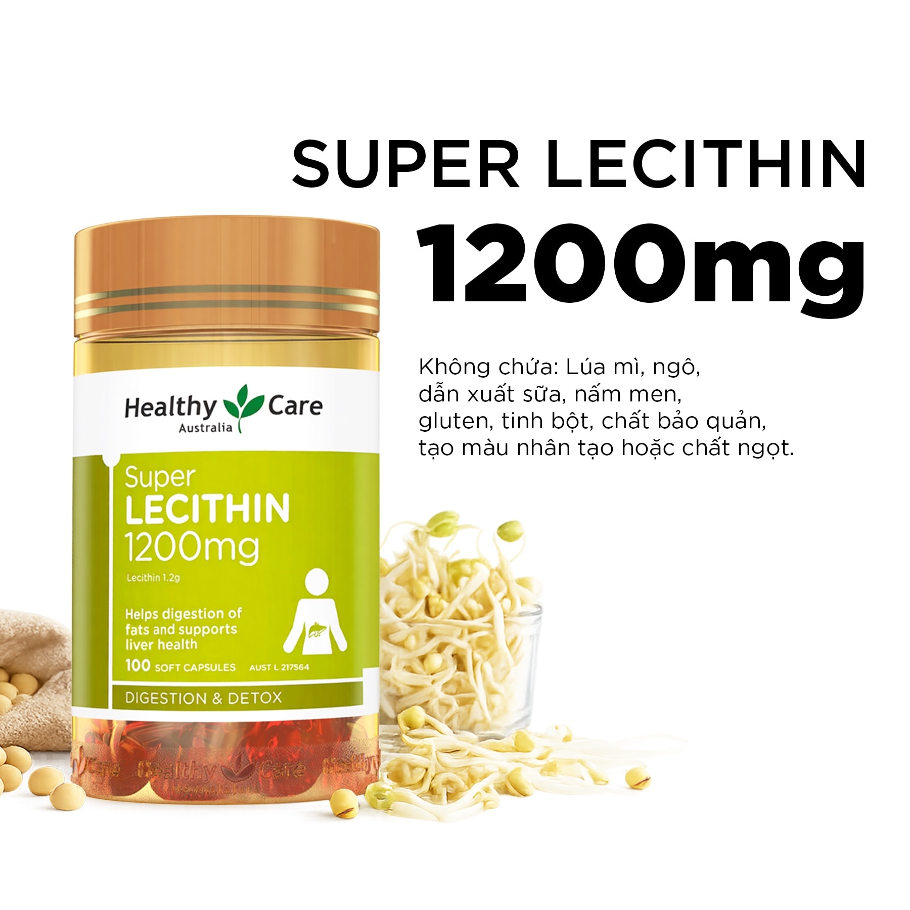 Healthy Care Super Lecithin 1200mg 100 Tablets image
