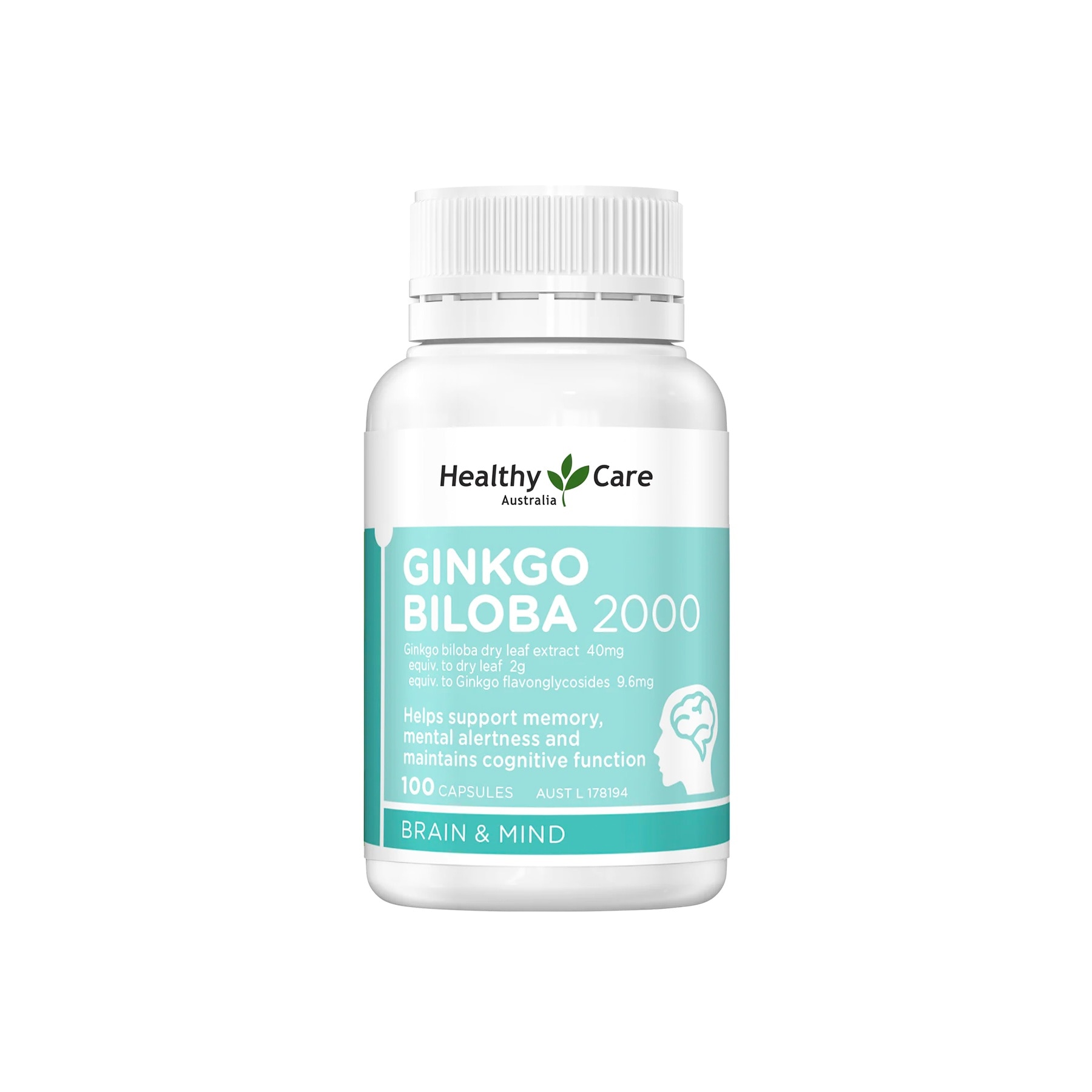 Thực Phẩm Bảo Vệ Sức Khỏe Viên Uống Bổ Não Healthy Care Ginkgo Biloba 2000mg 100 Viên image