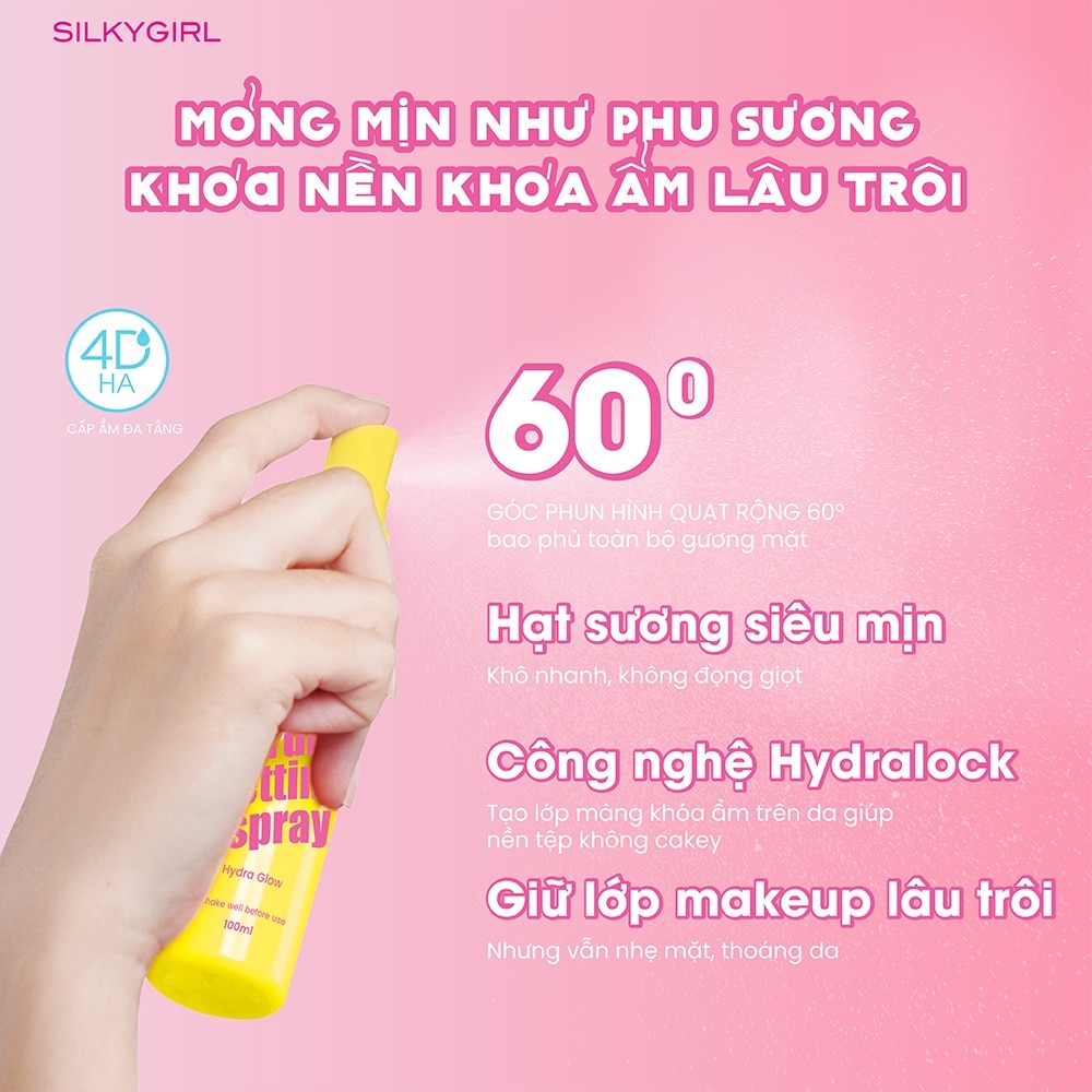 Xịt Khóa Nền Căng Bóng Silkygirl Fix & Lock Serum Setting Spray Hydra Glow 100ml image
