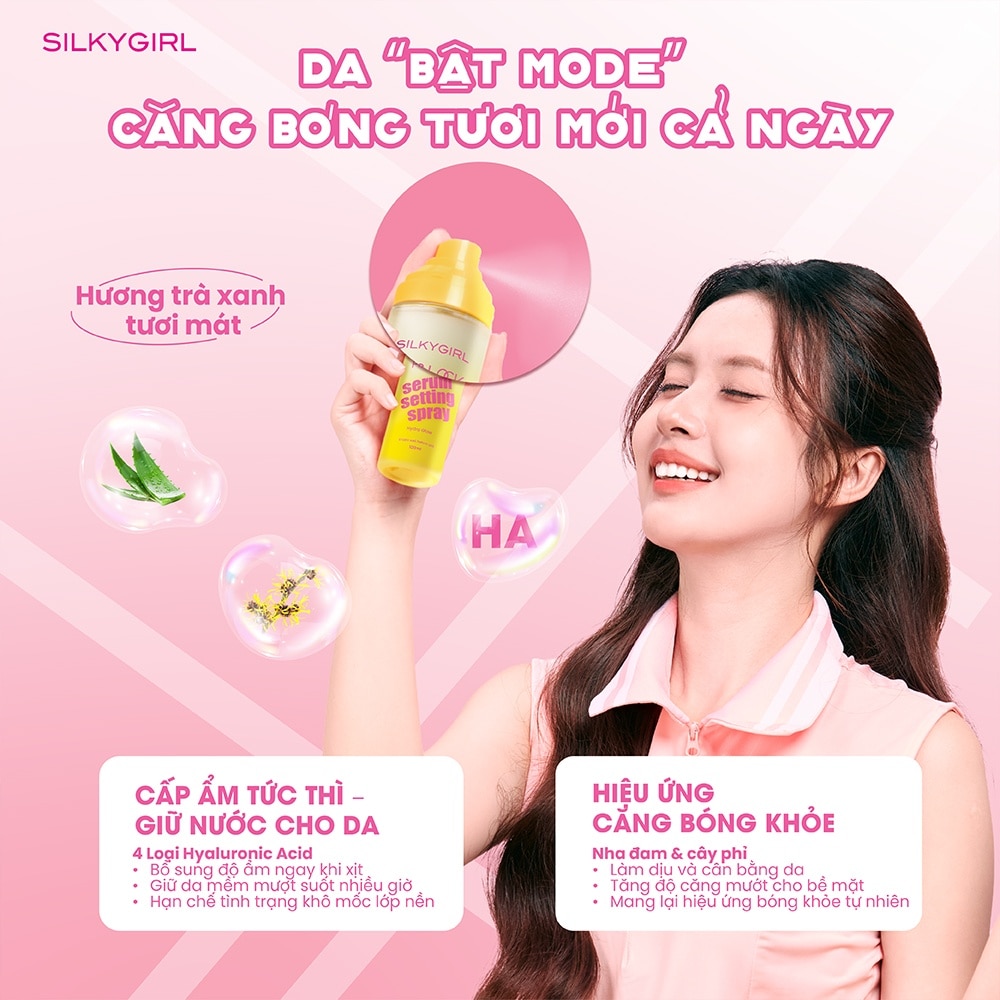Xịt Khóa Nền Căng Bóng Silkygirl Fix & Lock Serum Setting Spray Hydra Glow 100ml image