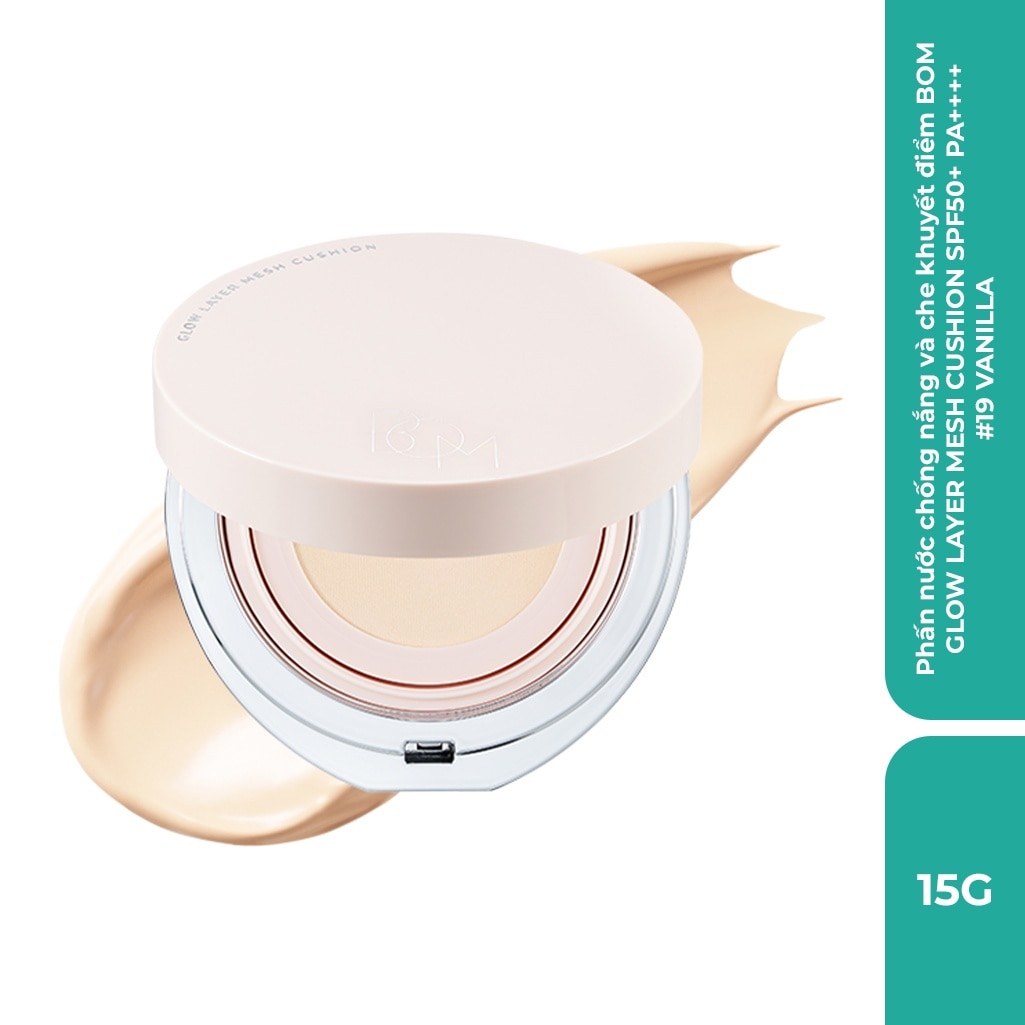 Phấn Nước Chống Nắng Và Che Khuyết Điểm BOM Glow Layer Mesh Cushion SPF50+ PA++++ 15g . image