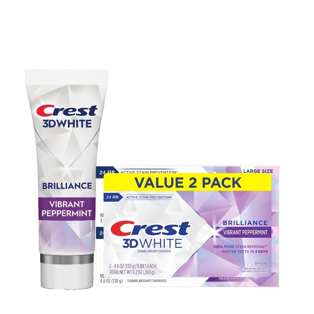 Crest 3D White Brilliance Vibrant Peppermint Toothpaste 130g x 2pcs image